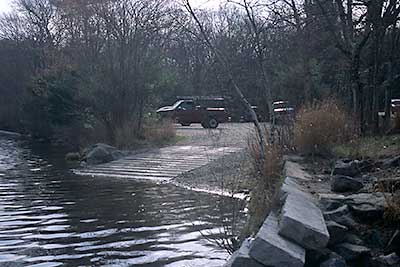 Boat ramp at Zeke's Bridge from the water