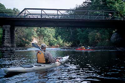 Paddling under the Albion Bridge