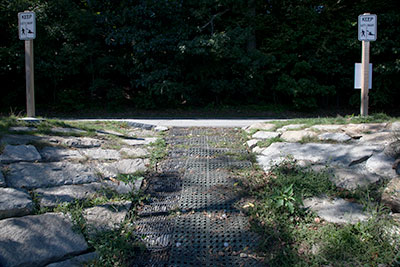 A view up the walkway from the river